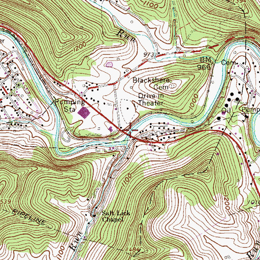 Topographic Map of Norville Clinton Shock Bridge, WV