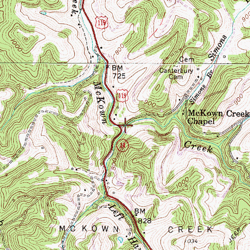 Topographic Map of McKown Creek Slab Bridge, WV