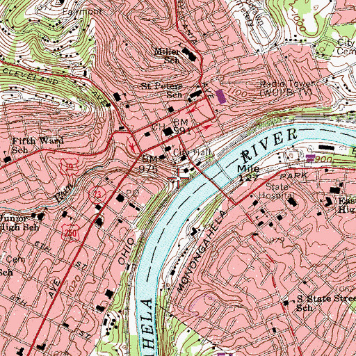 Topographic Map of George Roberts Bridge, WV