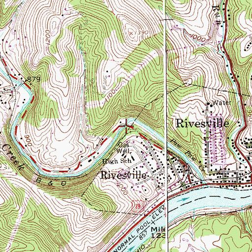 Topographic Map of Paw Paw Veterans Memorial Bridge, WV