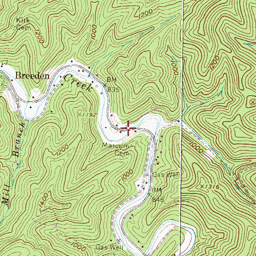 Topographic Map of Fays Cash And Carry Bridge, WV