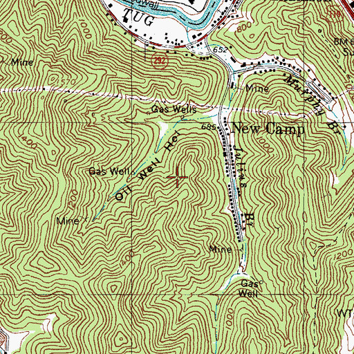 Topographic Map of Williamson 4th Avenue Bridge, WV