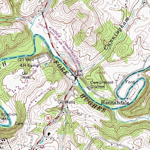 Topographic Map of Harrisville Bridge, WV