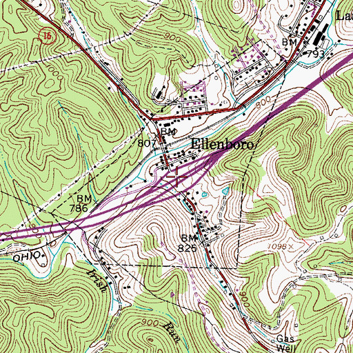 Topographic Map of Larry Hacker Memorial Bridge, WV
