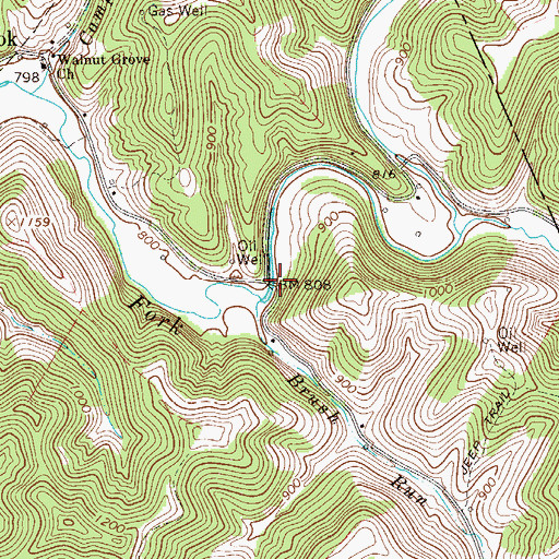 Topographic Map of Holbrook Bridge, WV