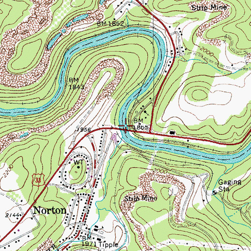 Topographic Map of Norton Bridge, WV