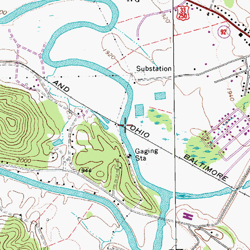 Topographic Map of Gum Road Bridge, WV