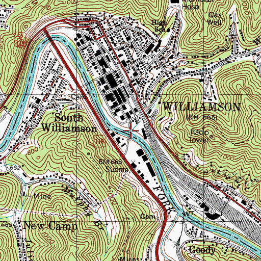Topographic Map of Vinson Street Bridge, WV