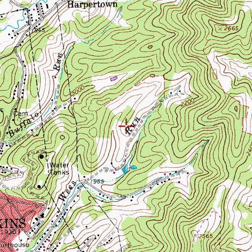 Topographic Map of Bike Trail Bridge, WV