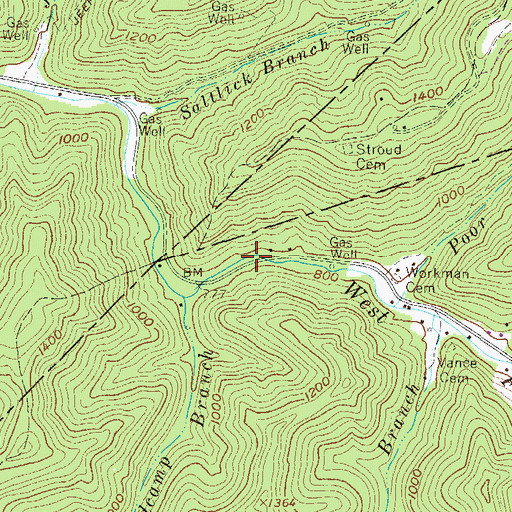 Topographic Map of Lora Fleming Memorial Bridge, WV