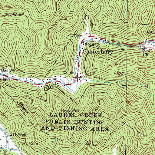 Topographic Map of Laurel Creek Bridge, WV