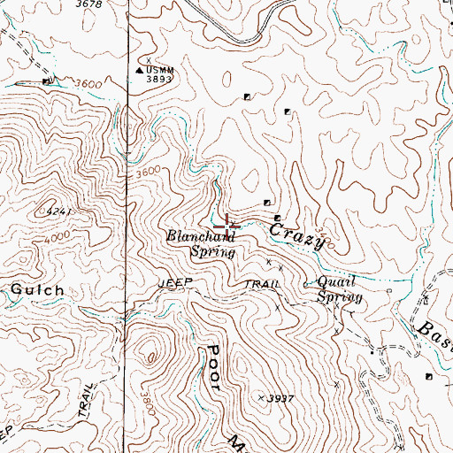 Topographic Map of Blanchard Spring, AZ