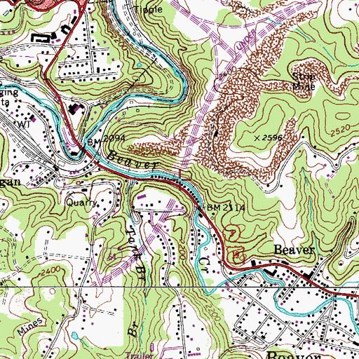 Topographic Map of Major Jeff L. Davis Bridge, WV