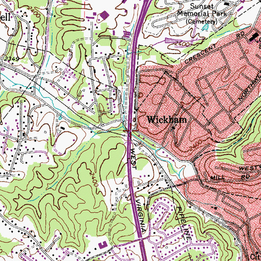 Topographic Map of I-77 Over Cabell Road, WV