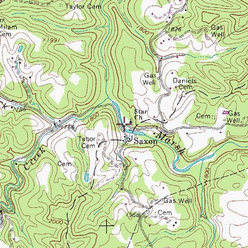 Topographic Map of PFC John M. Davis Memorial Bridge, WV
