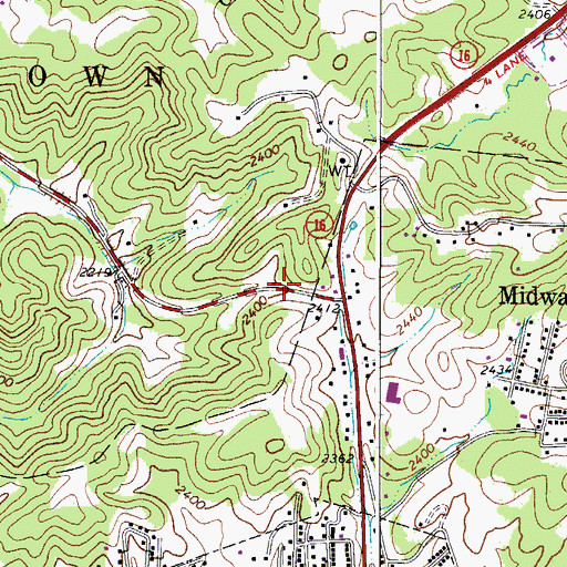 Topographic Map of Jeffrey S. Taylor Memorial Bridge, WV