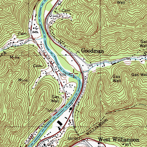 Topographic Map of Robert Byrd Freeway Bridge, WV