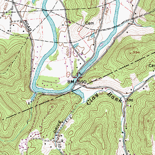 Topographic Map of JMS P Lanham Memorial Bridge, WV