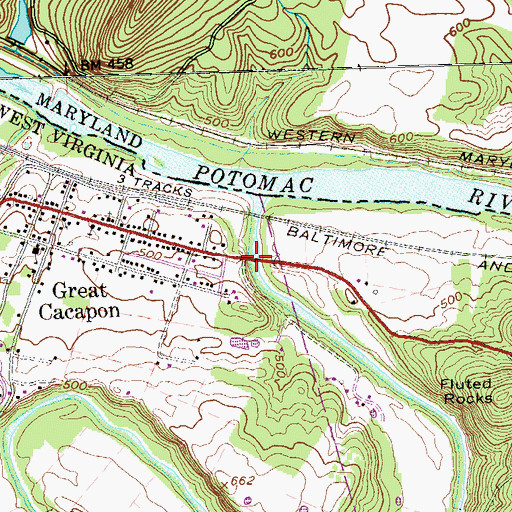 Topographic Map of Great Capacon Bridge, WV