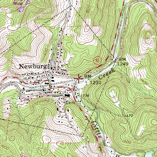 Topographic Map of J. Richard Taylor Bridge, WV
