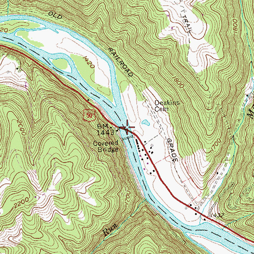 Topographic Map of Macomber Truss Bridge, WV