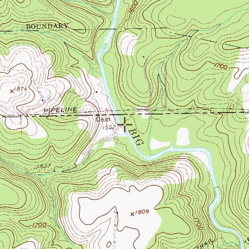Topographic Map of West Clifton Mills Truss Bridge, WV