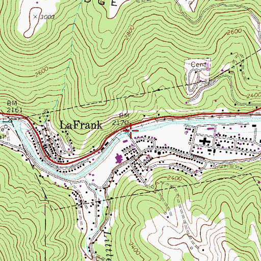 Topographic Map of Jim Comstock Memorial Bridge, WV