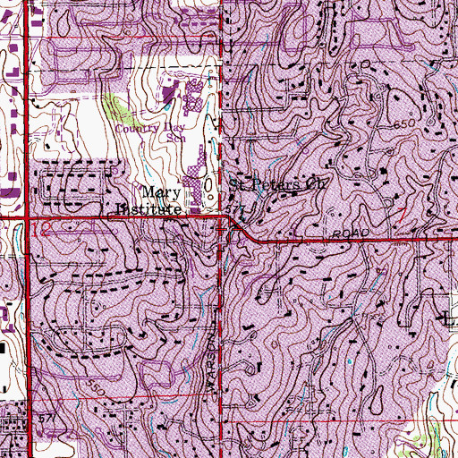Topographic Map of Rodes Park, MO