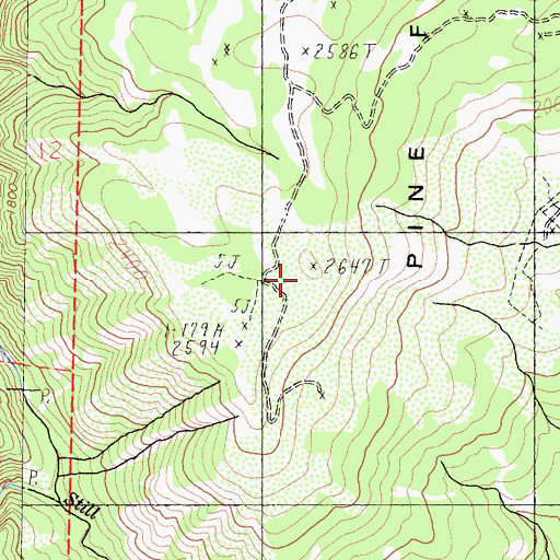 Topographic Map of Pine Flat Mountain, CA