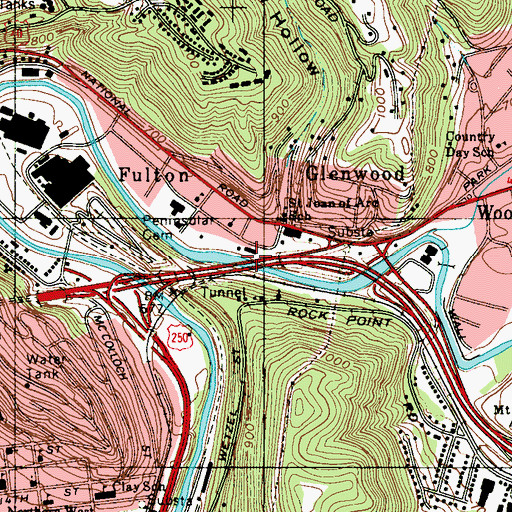 Topographic Map of Fulton I-70 Bridge, WV