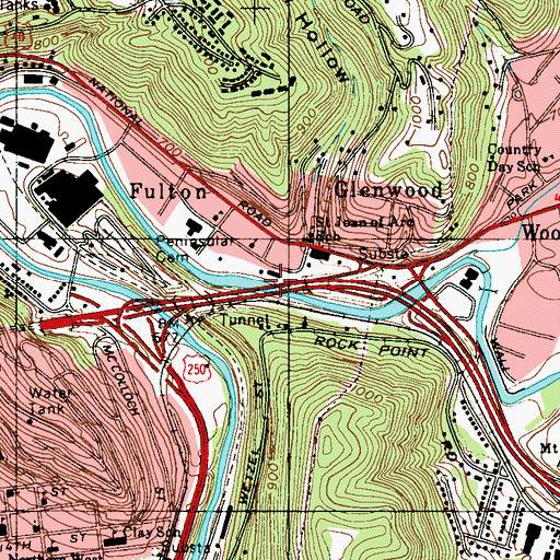 Topographic Map of Fulton I-70 Bridge, WV
