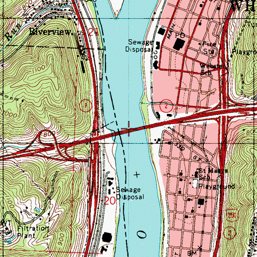 Topographic Map of Vietnam Veterans Memorial Bridge, WV