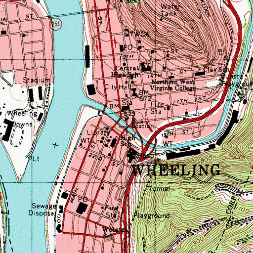 Topographic Map of Chapline Street Bridge, WV