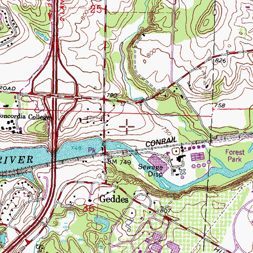 Topographic Map of Parker Mill Park, MI