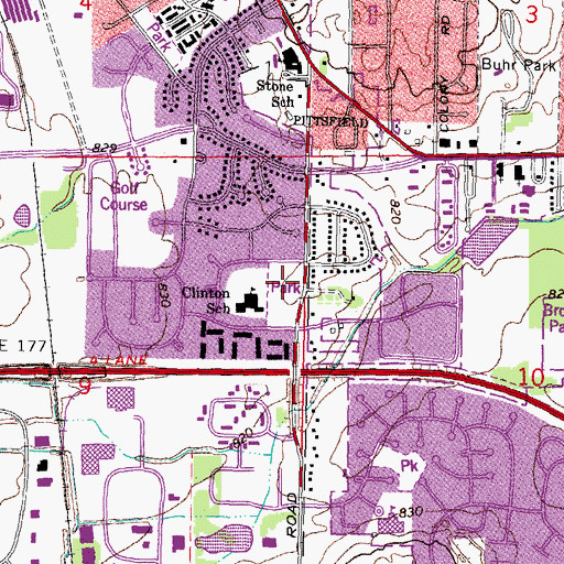 Topographic Map of Clinton Park, MI