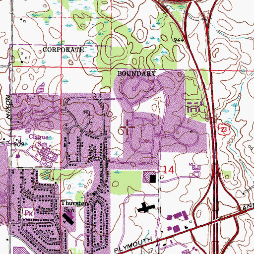 Topographic Map of Sugarbrush Park, MI