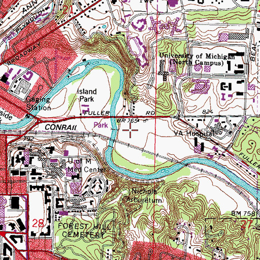 Topographic Map of Mitchell Field, MI