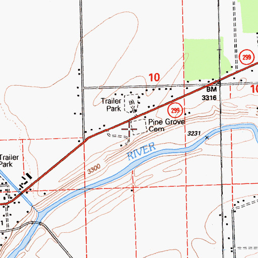 Topographic Map of Pine Grove Cemetery, CA