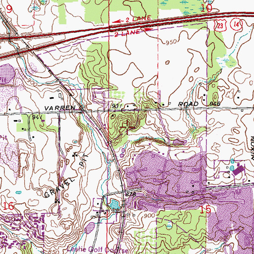 Topographic Map of Dhu Varren Woods Nature Area, MI