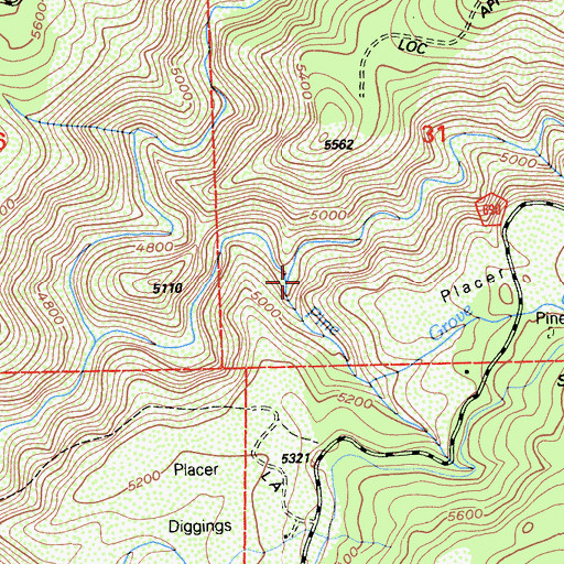 Topographic Map of Pine Grove Creek, CA