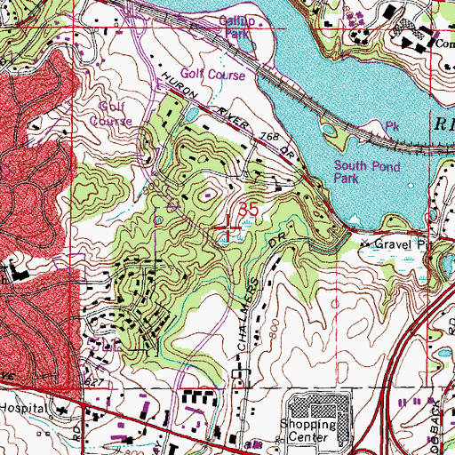 Topographic Map of Huron Parkway Nature Area, MI