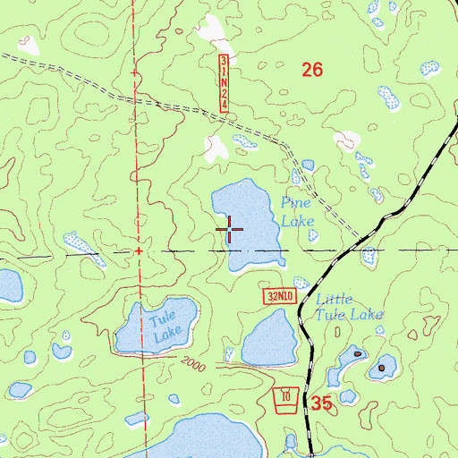 Topographic Map of Pine Lake, CA