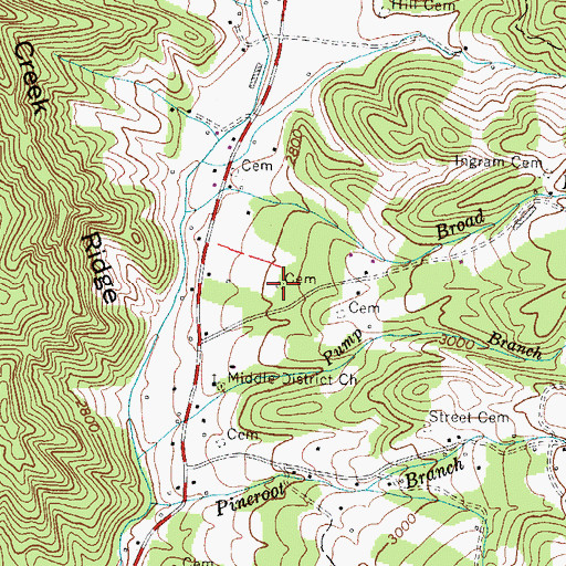 Topographic Map of Bennett Cemetery, NC
