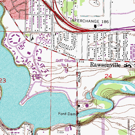 Topographic Map of Lake in the Woods Country Club, MI