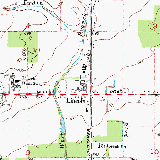 Topographic Map of Redner Elementary School, MI