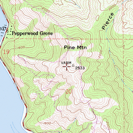 Topographic Map of Pine Mountain, CA