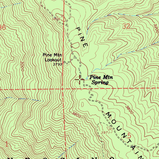 Topographic Map of Pine Mountain Spring, CA