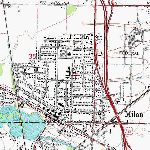 Topographic Map of Peoples Presbyterian Church, MI