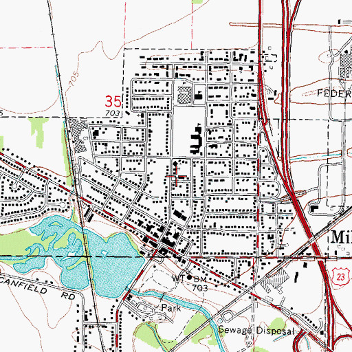 Topographic Map of Immaculate Conception Parish, MI