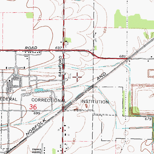 Topographic Map of Sanford Road Park, MI